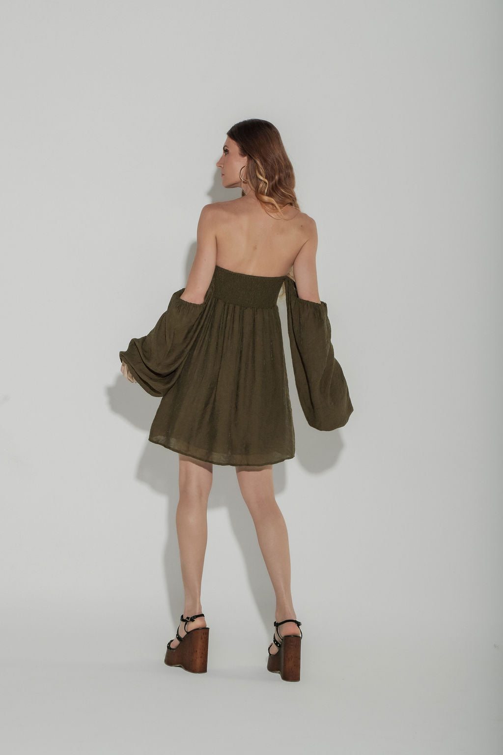 Vestido Curto Jacquard Verde