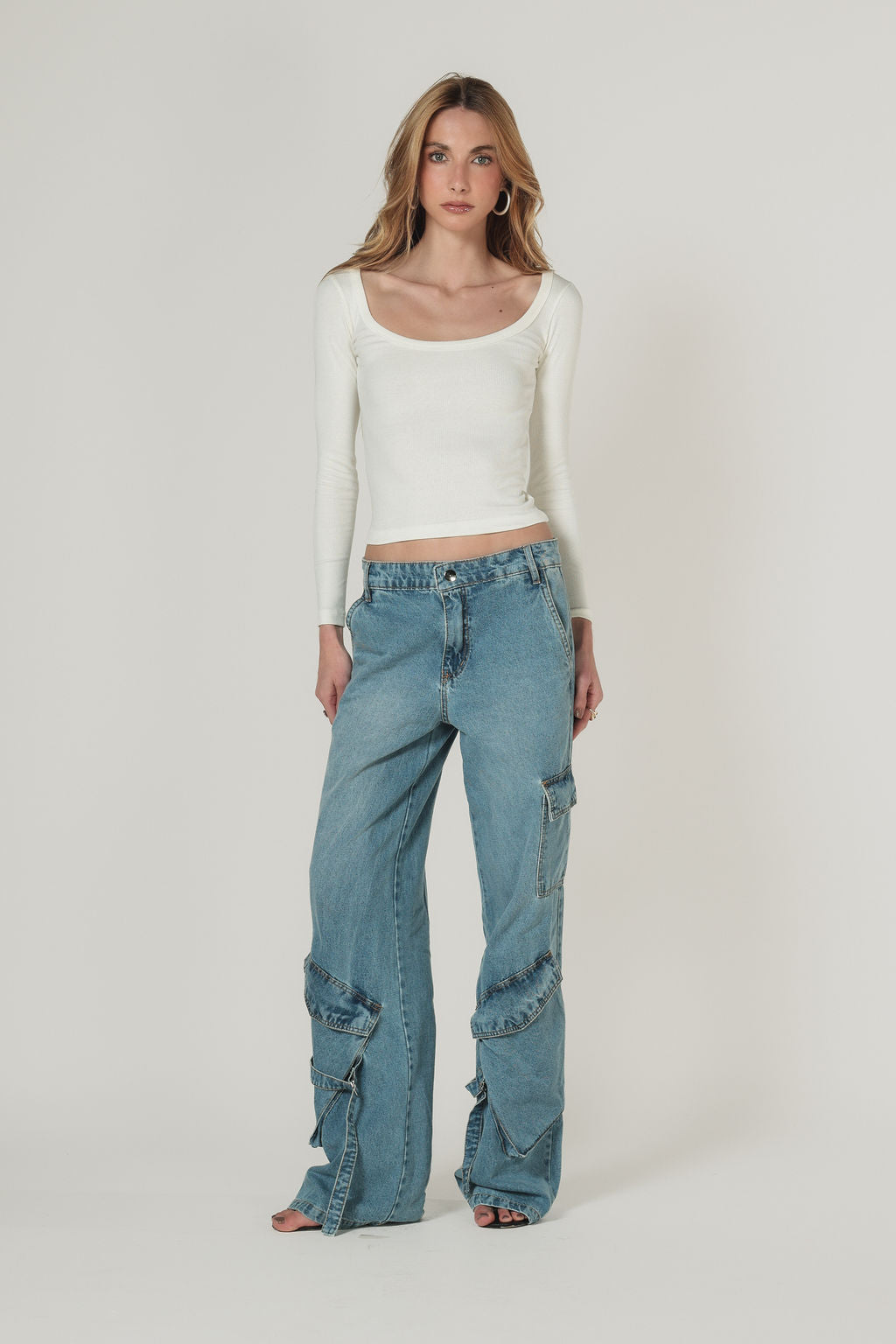 Blusa Canelada Manga Longa Off White