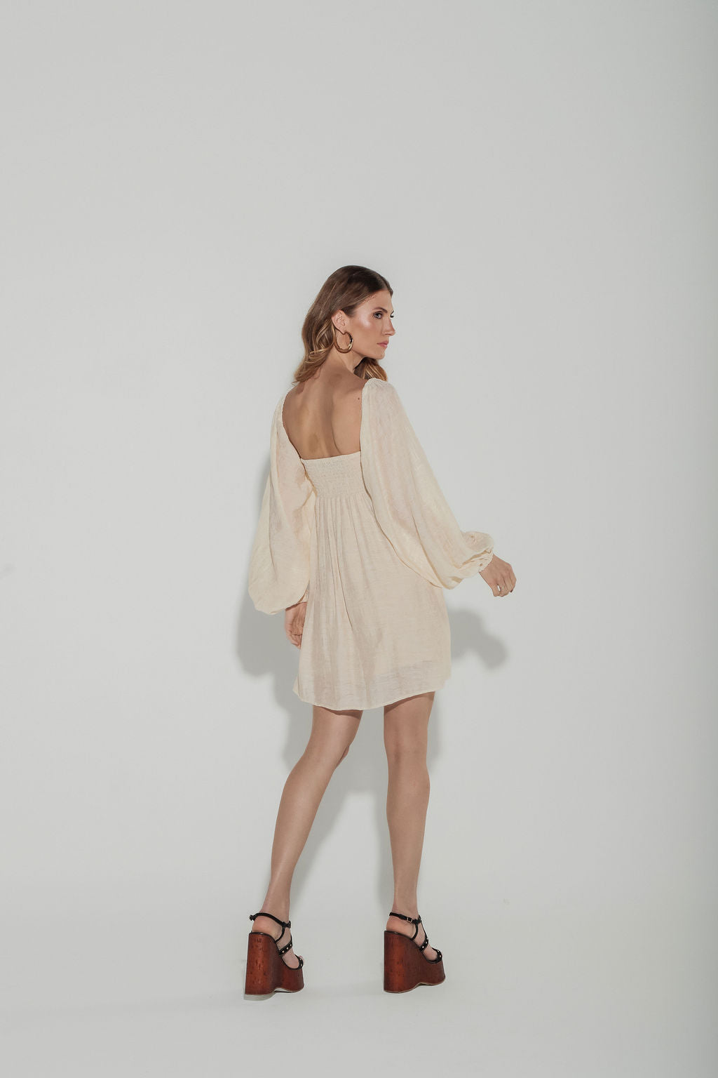 Vestido Curto Jacquard Off White