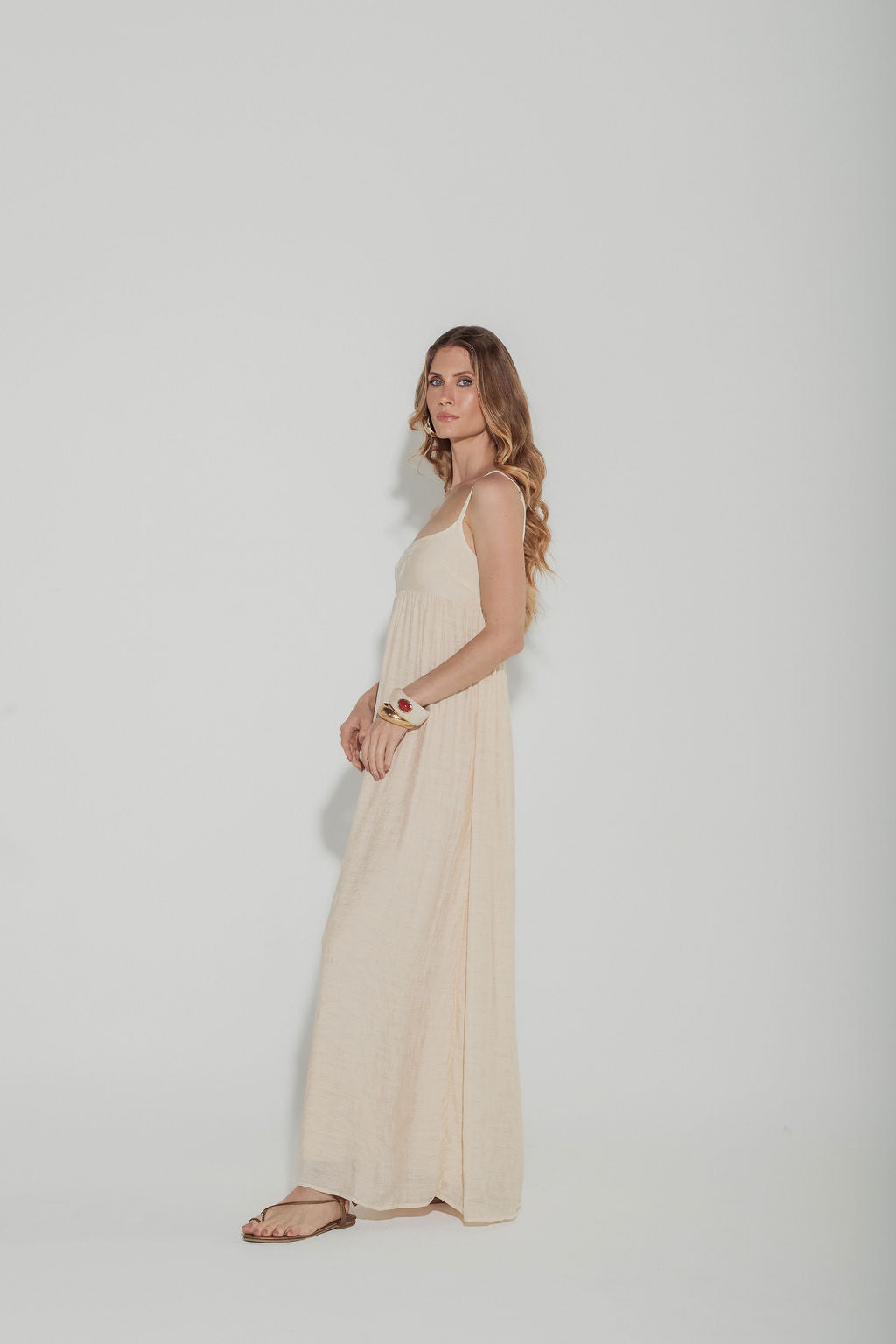 Vestido Midi Jacquard Off White