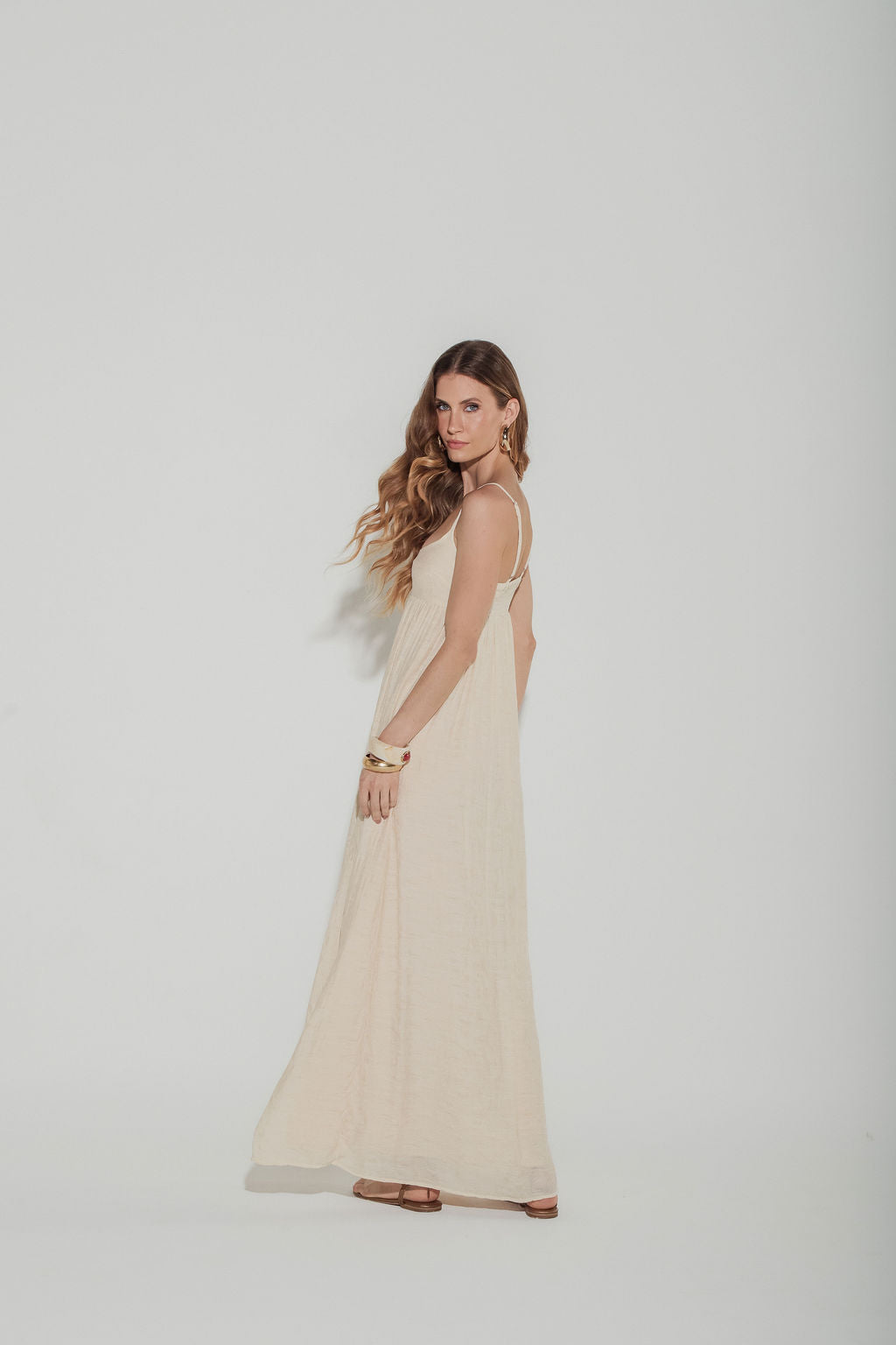 Vestido Midi Jacquard Off White