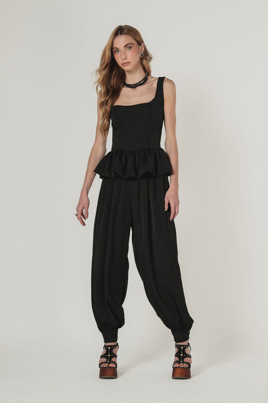 Calça Aladin com Pregas Preta