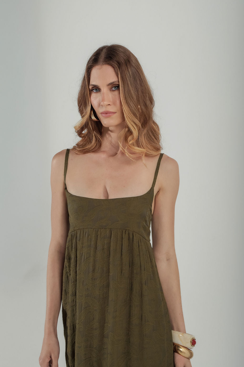 Vestido Midi Jacquard  Verde