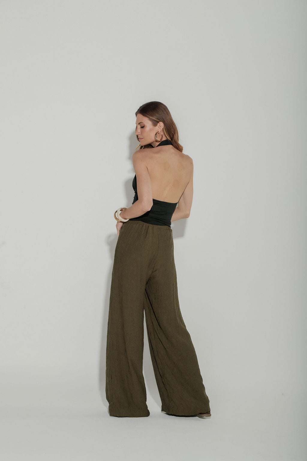 Calça Pantalona Jacquard Verde