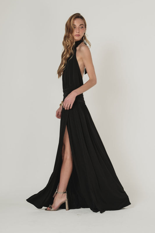 Vestido Longo Frente Única Preto