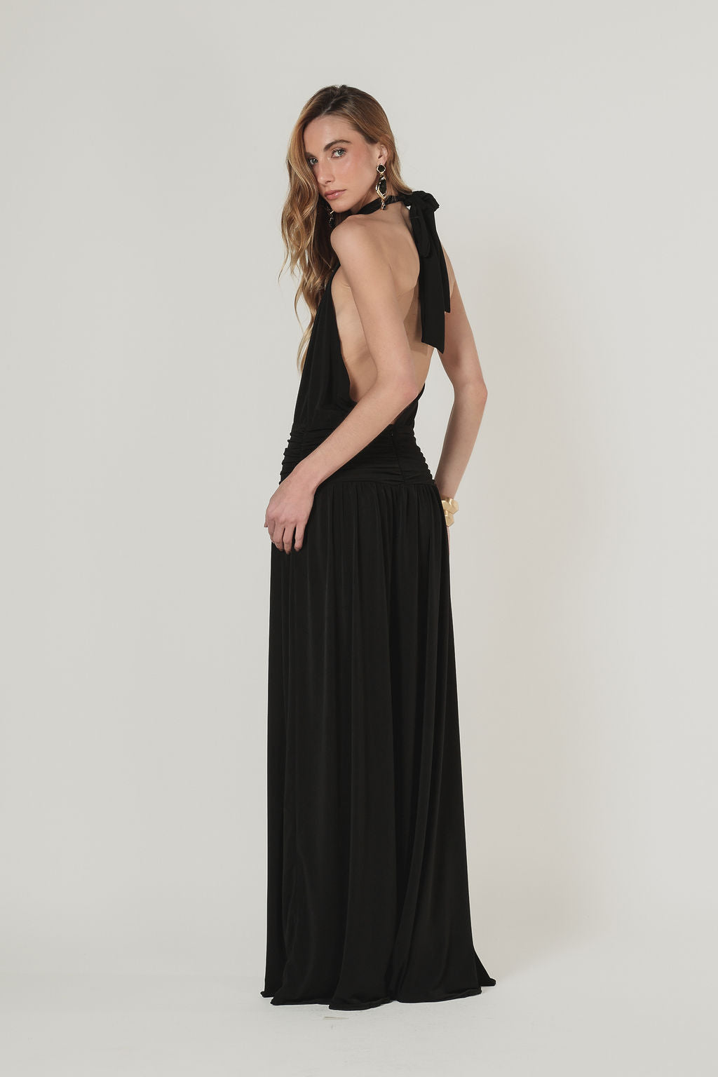 Vestido Longo Frente Única Preto