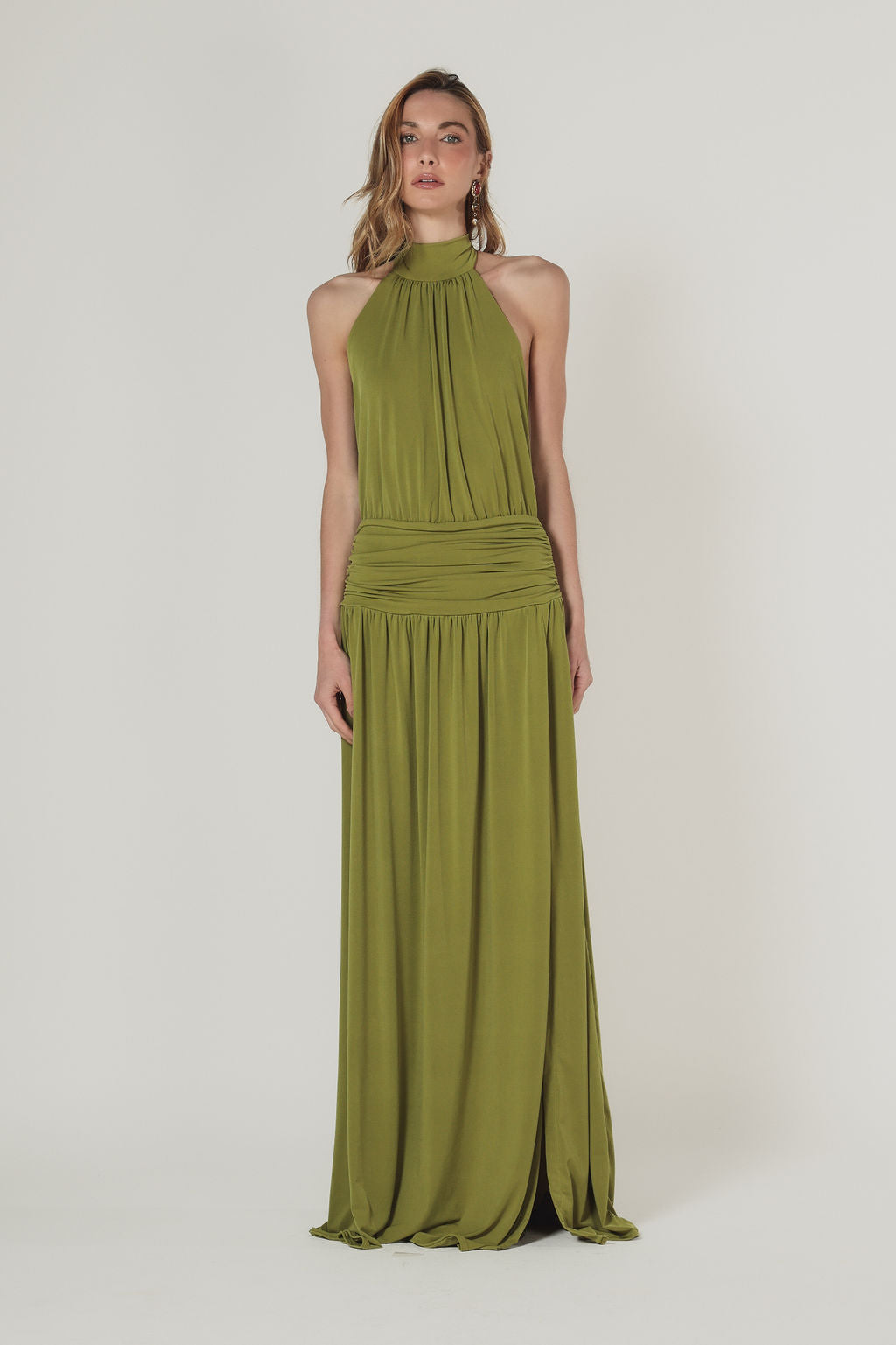 Vestido Longo Frente Única Verde