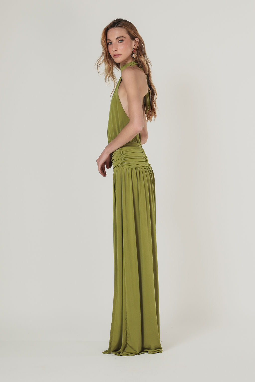 Vestido Longo Frente Única Verde