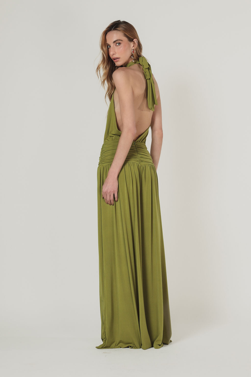 Vestido Longo Frente Única Verde