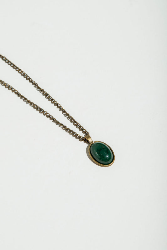 Colar Ouro Velho Medalha Verde