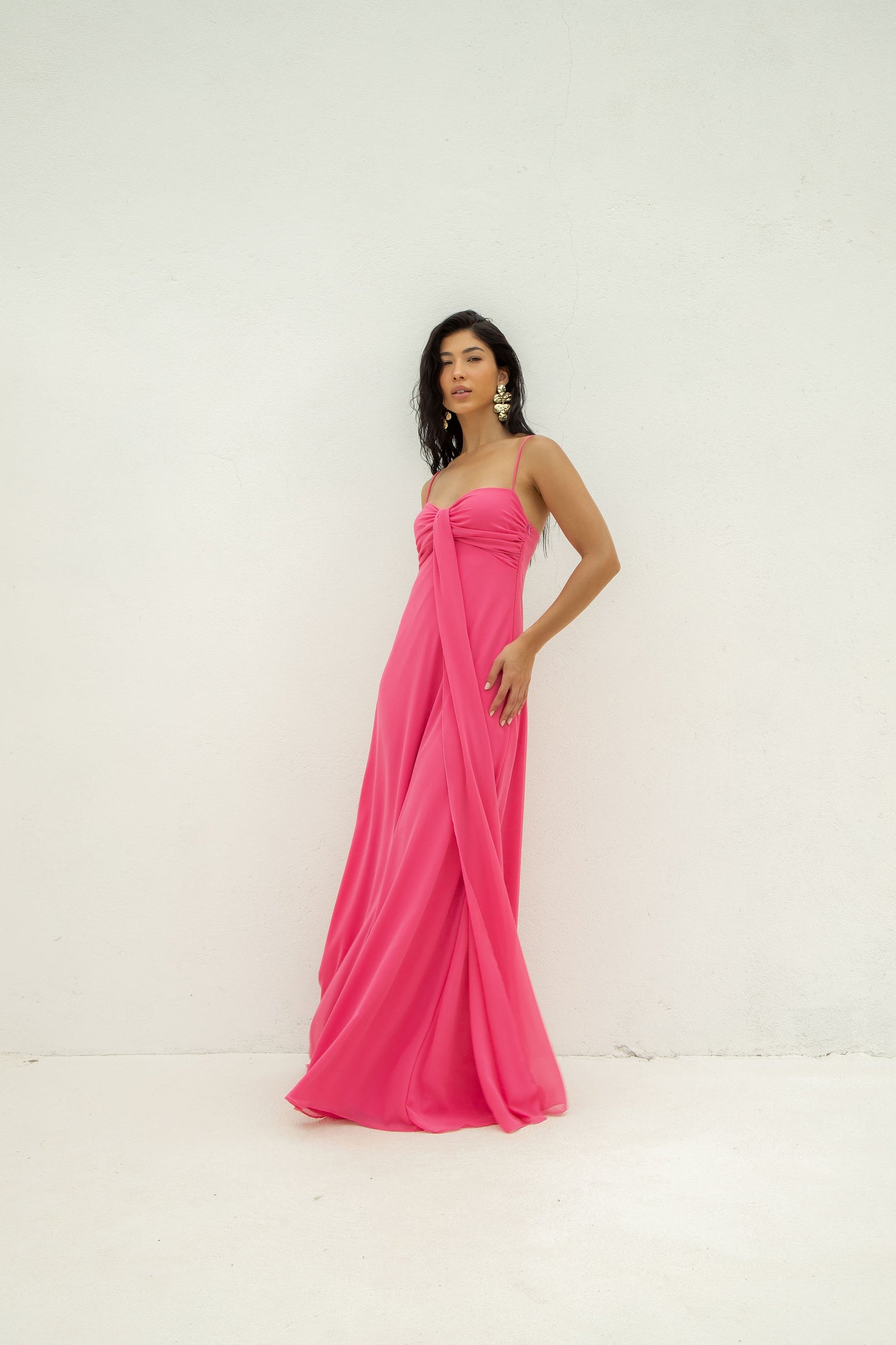 Vestido Longo Faixa Rosa