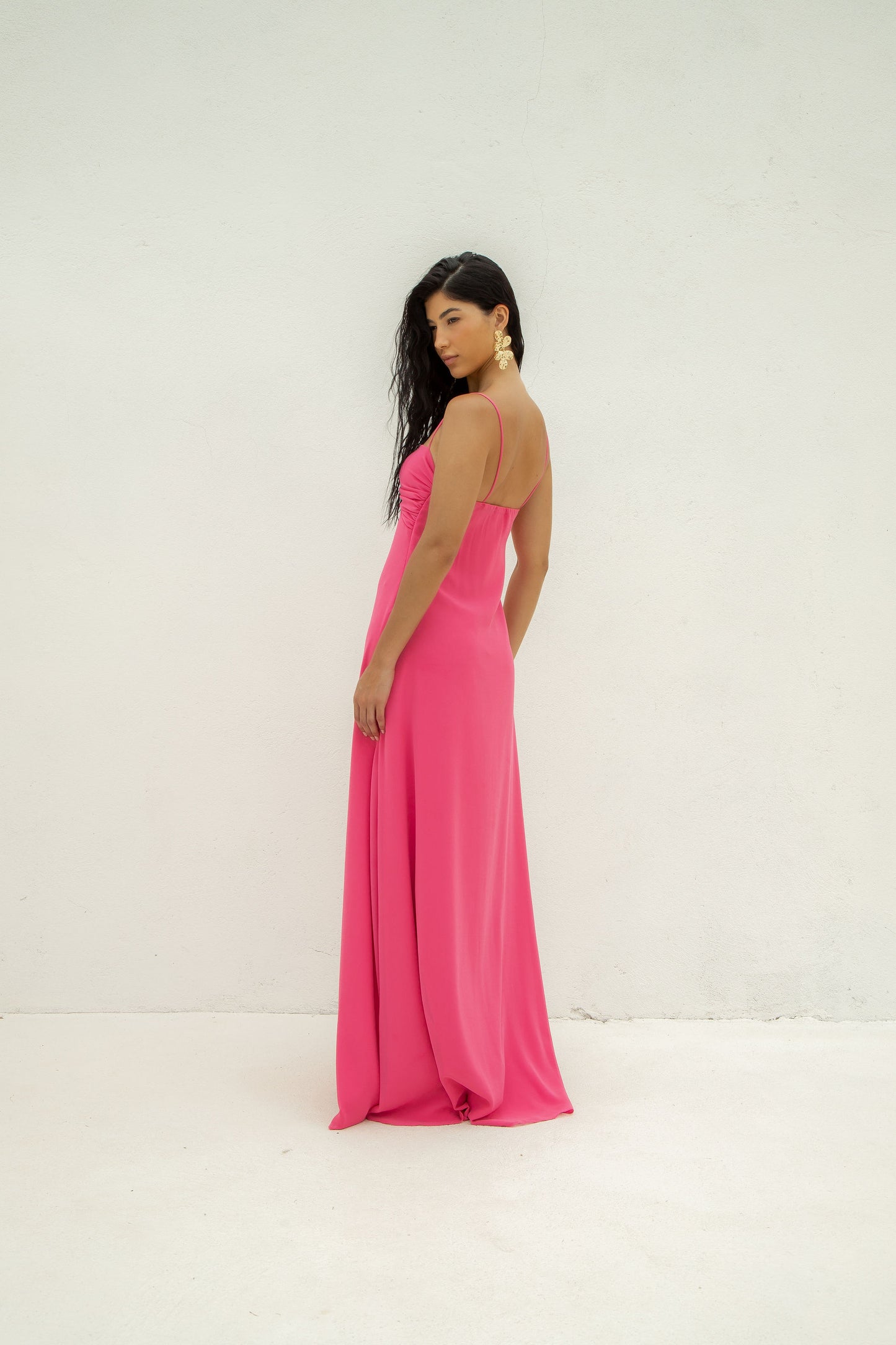 Vestido Longo Faixa Rosa