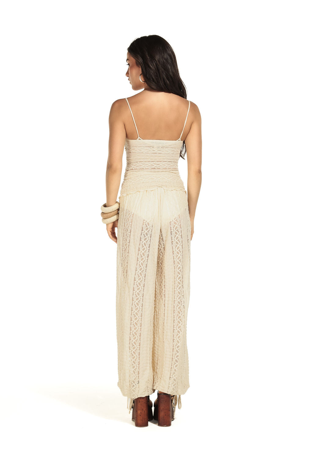 Blusa Renda Listra Areia