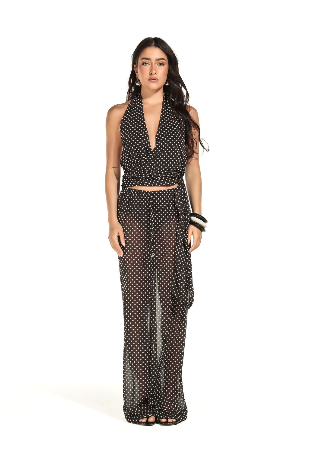 Calça Chiffon Poá Preto