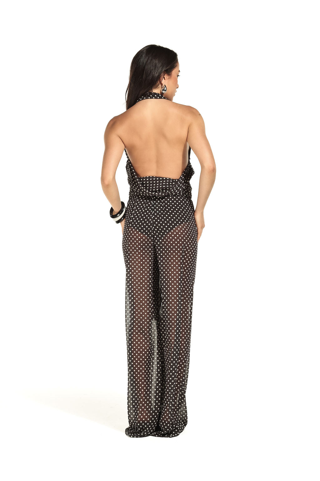 Calça Chiffon Poá Preto