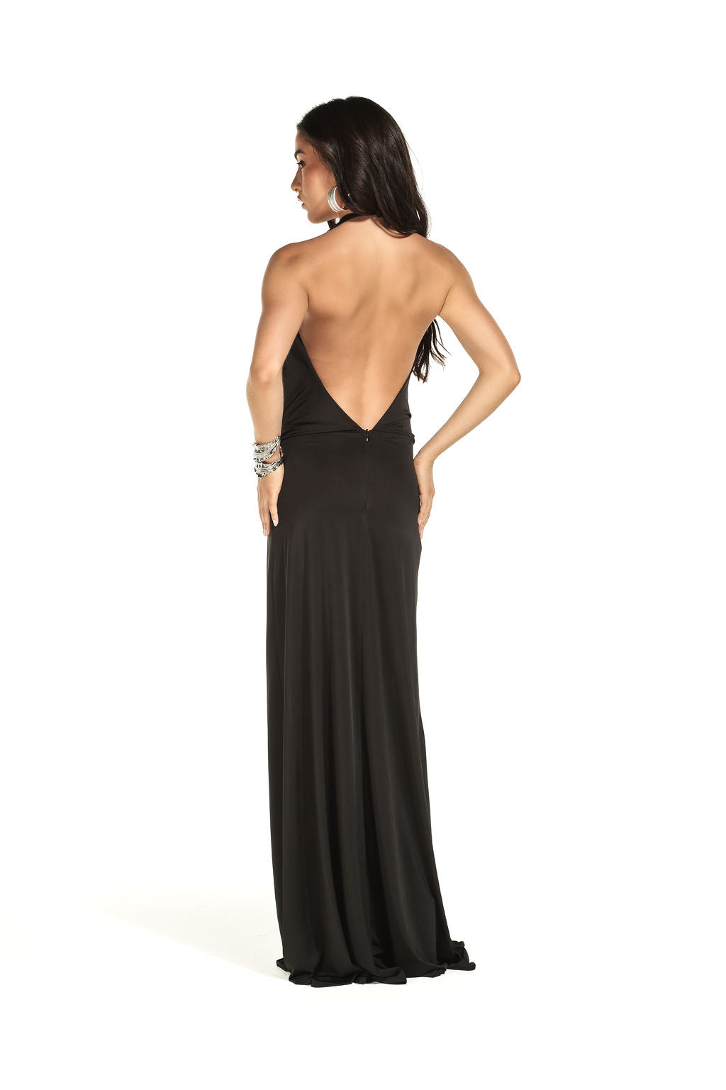 Vestido Longo  Jersey Dreapeado Preto