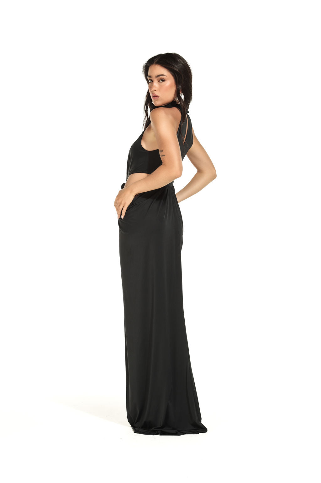 Vestido Cut Out Nadador Preto