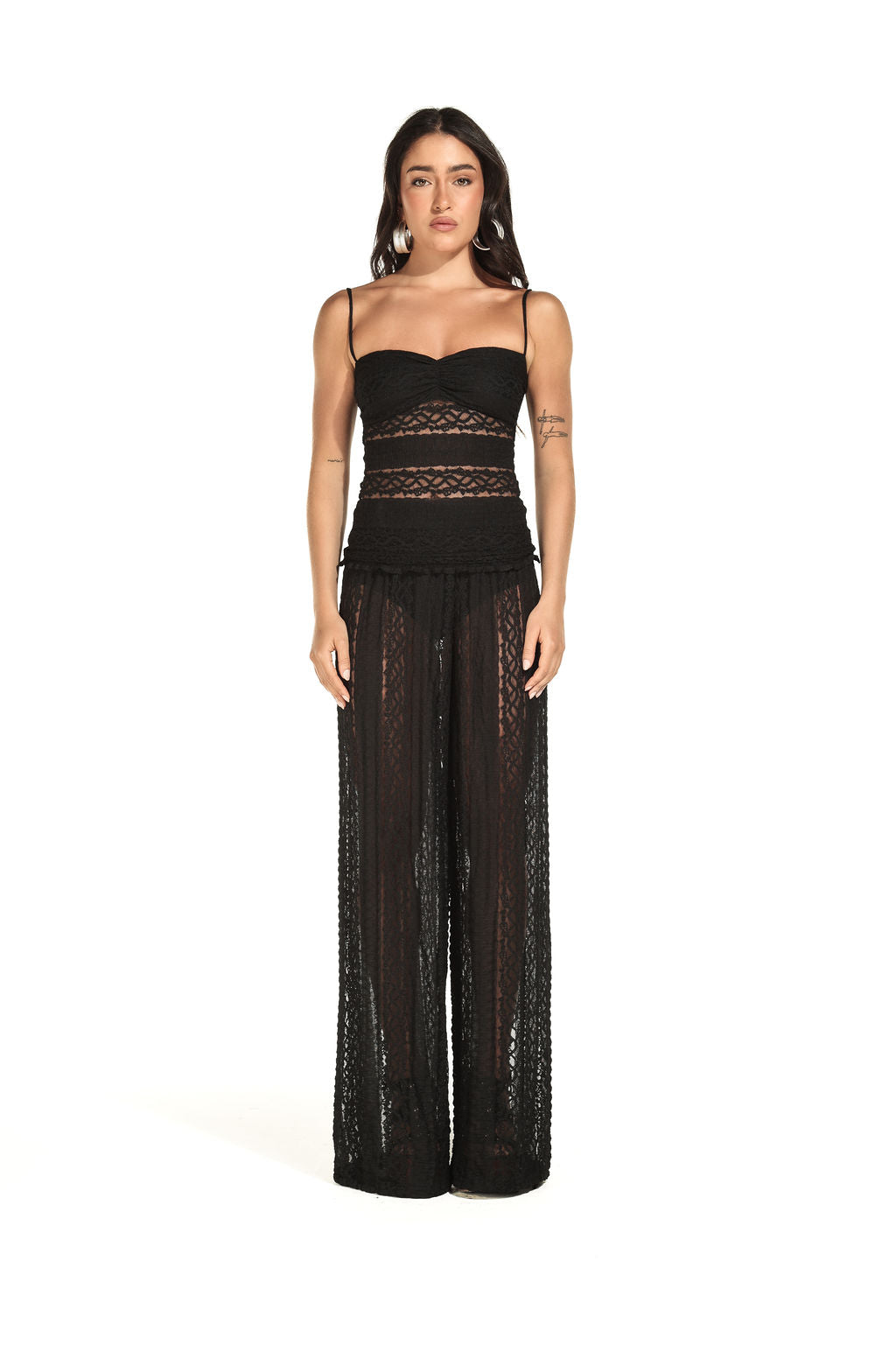 Blusa Renda Listra Preto