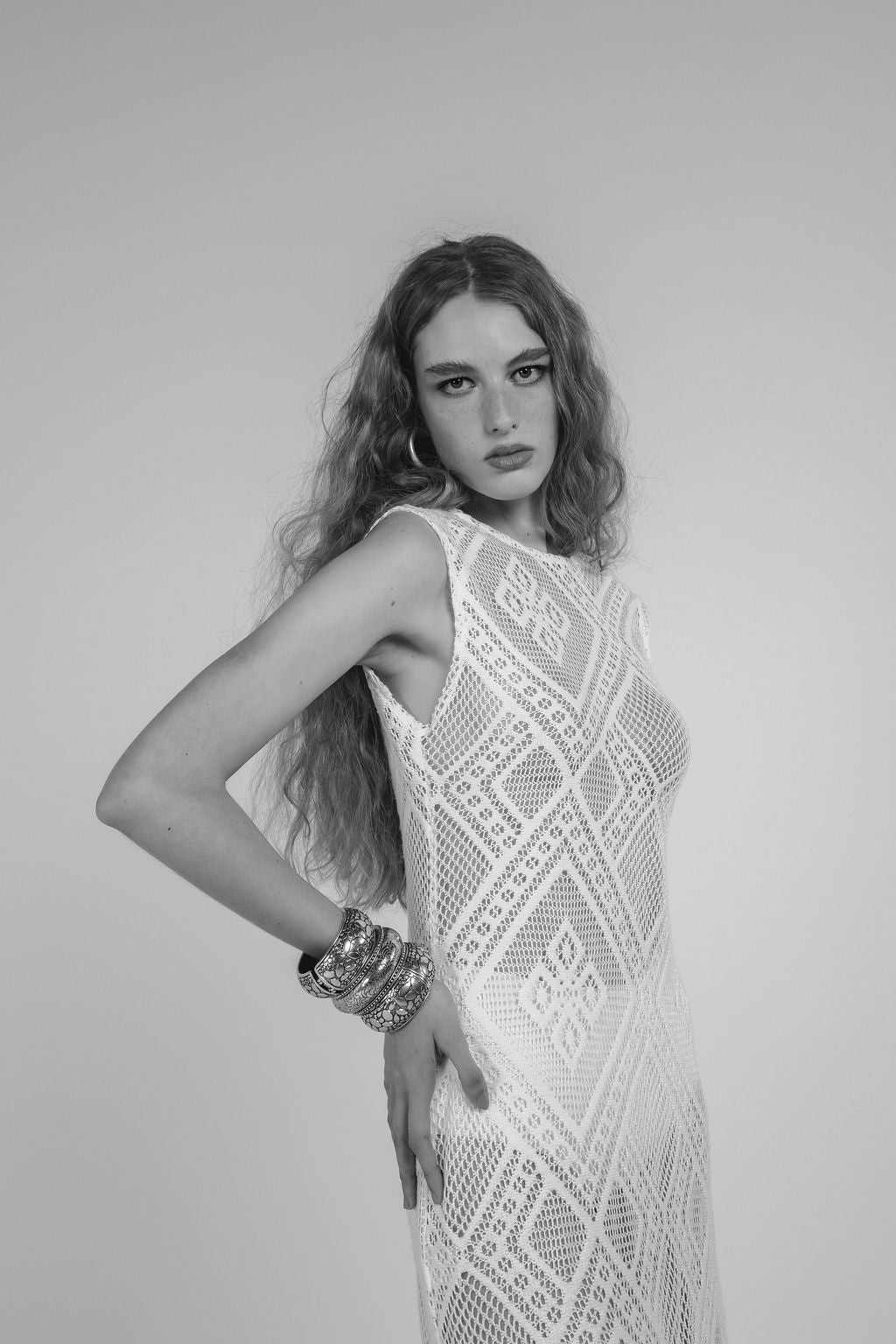 Vestido Croche Decote Branco