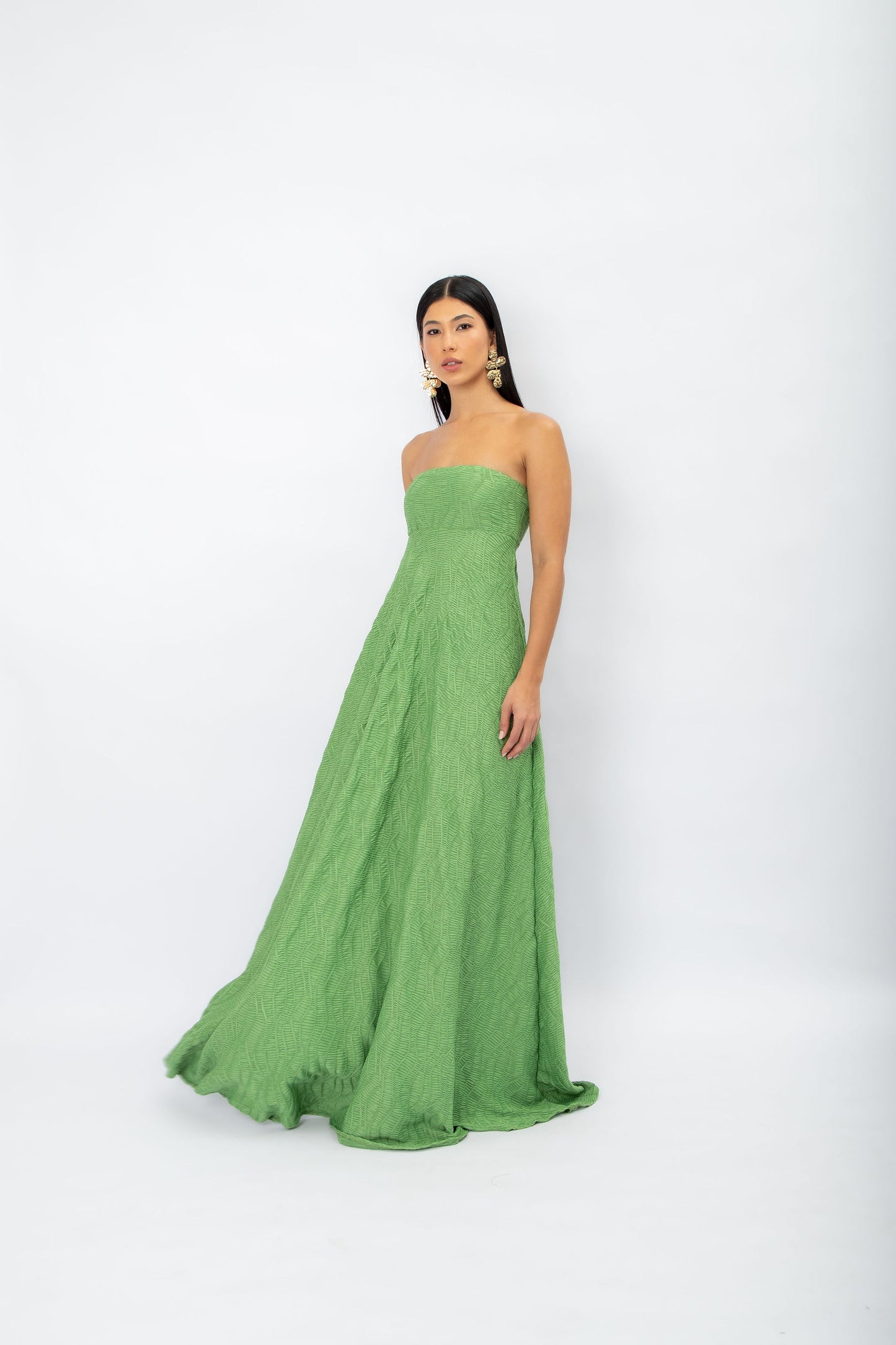 Vestido Tomara que Caia Manga  Bufante Verde