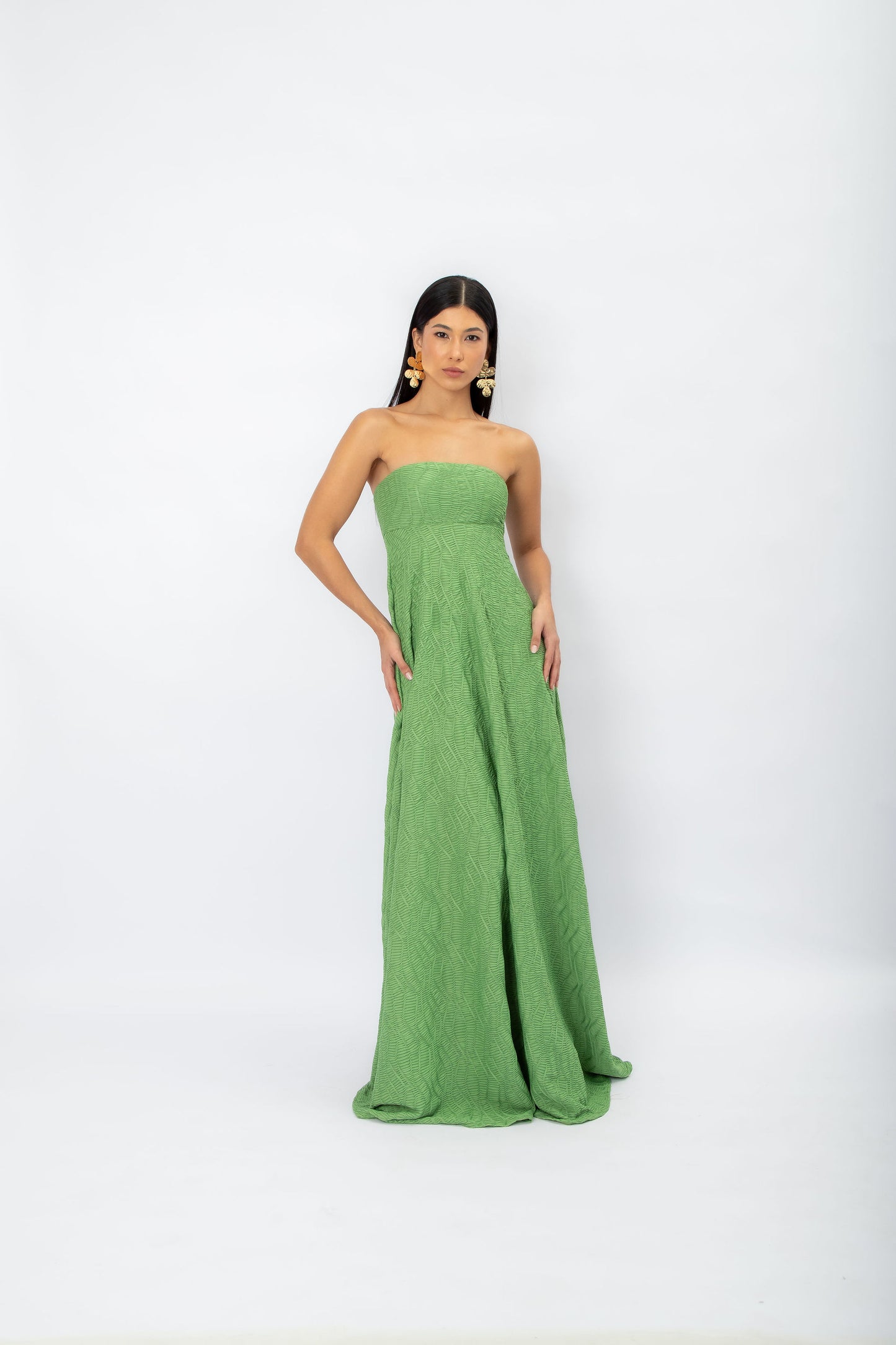 Vestido Tomara que Caia Manga  Bufante Verde