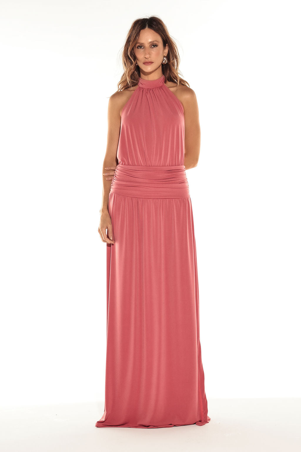 PRÉ-VENDA Vestido Longo Frente Única Rosa Queimado