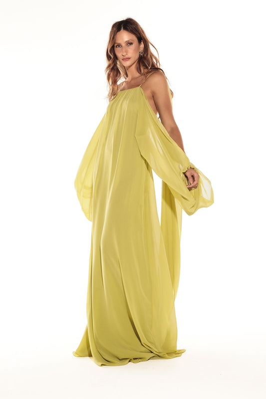 Vestido Longo Fluido Verde Avocado