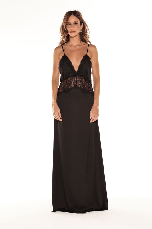 Slip Dress Com Renda Preto