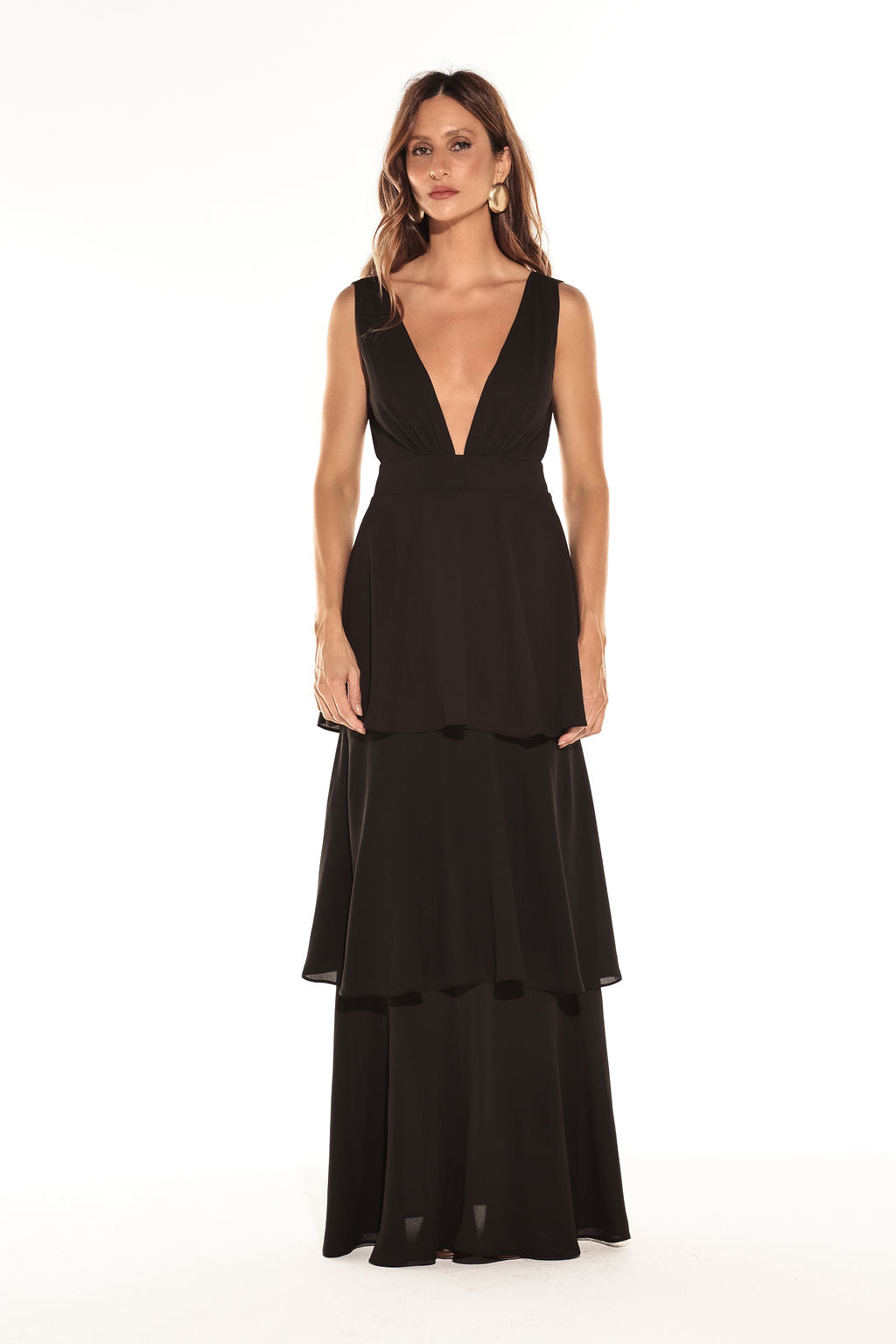 Vestido Babados Preto
