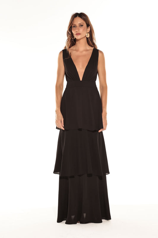 Vestido Babados Preto
