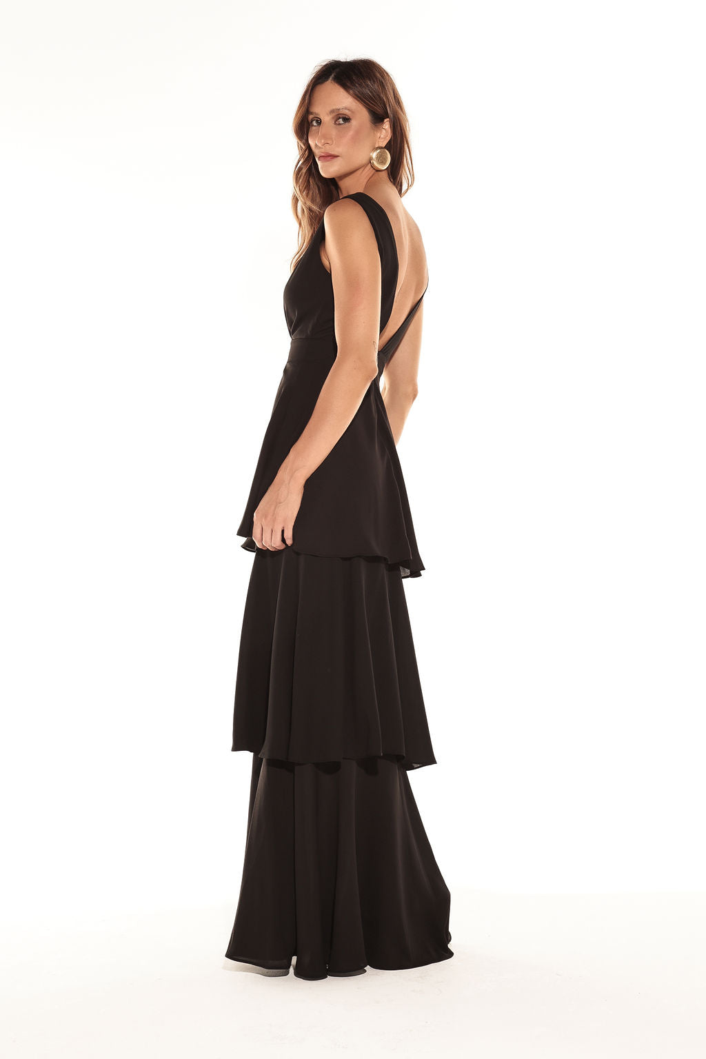 Vestido Babados Preto