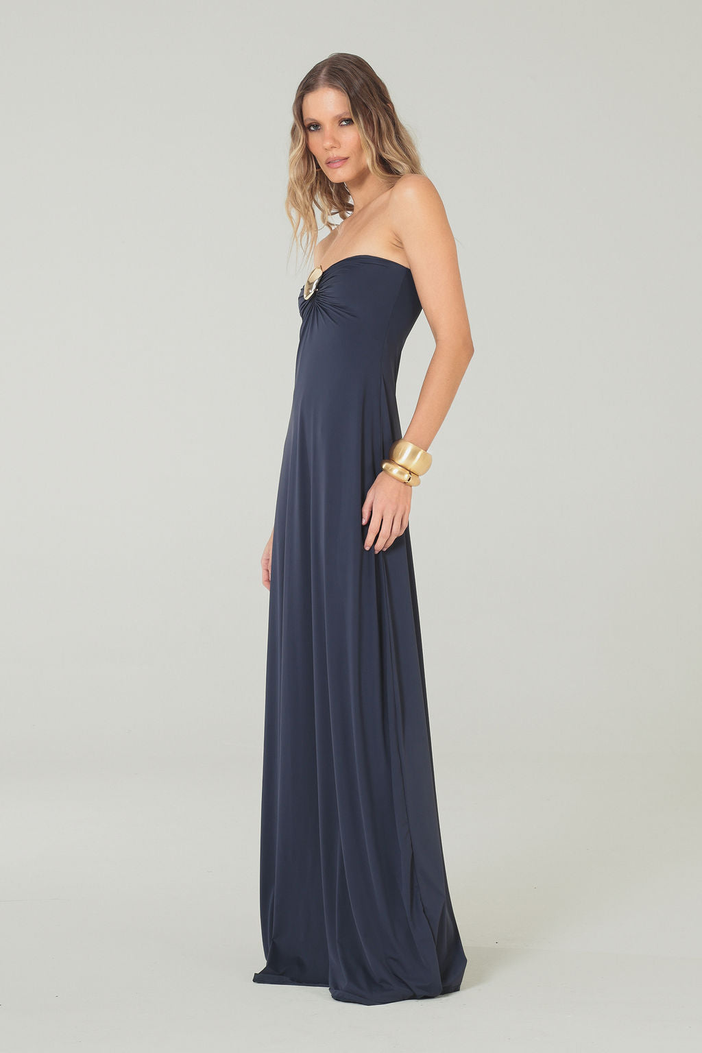 Vestido Tomara que Caia Aviamento Marinho