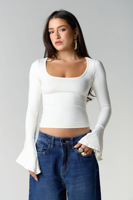 Blusa Suplex Manga Longa Off White
