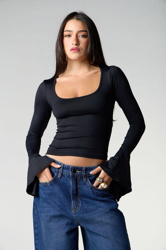 Blusa Suplex Manga Longa Preto