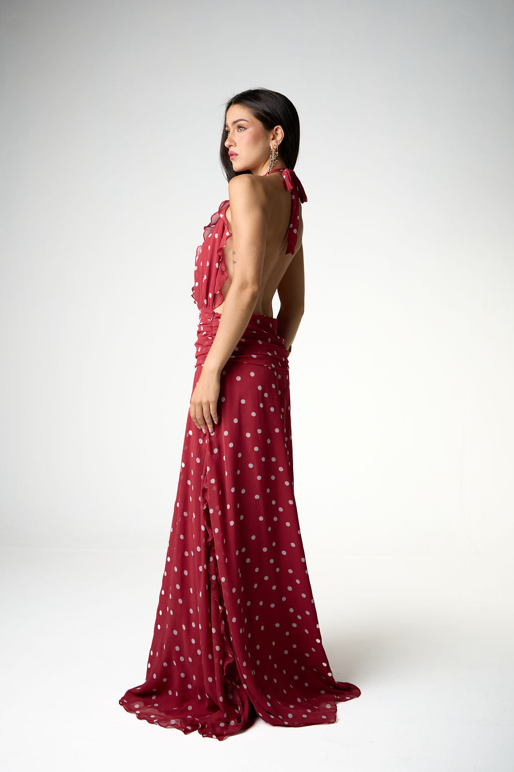 Vestido Longo Poá Vermelho