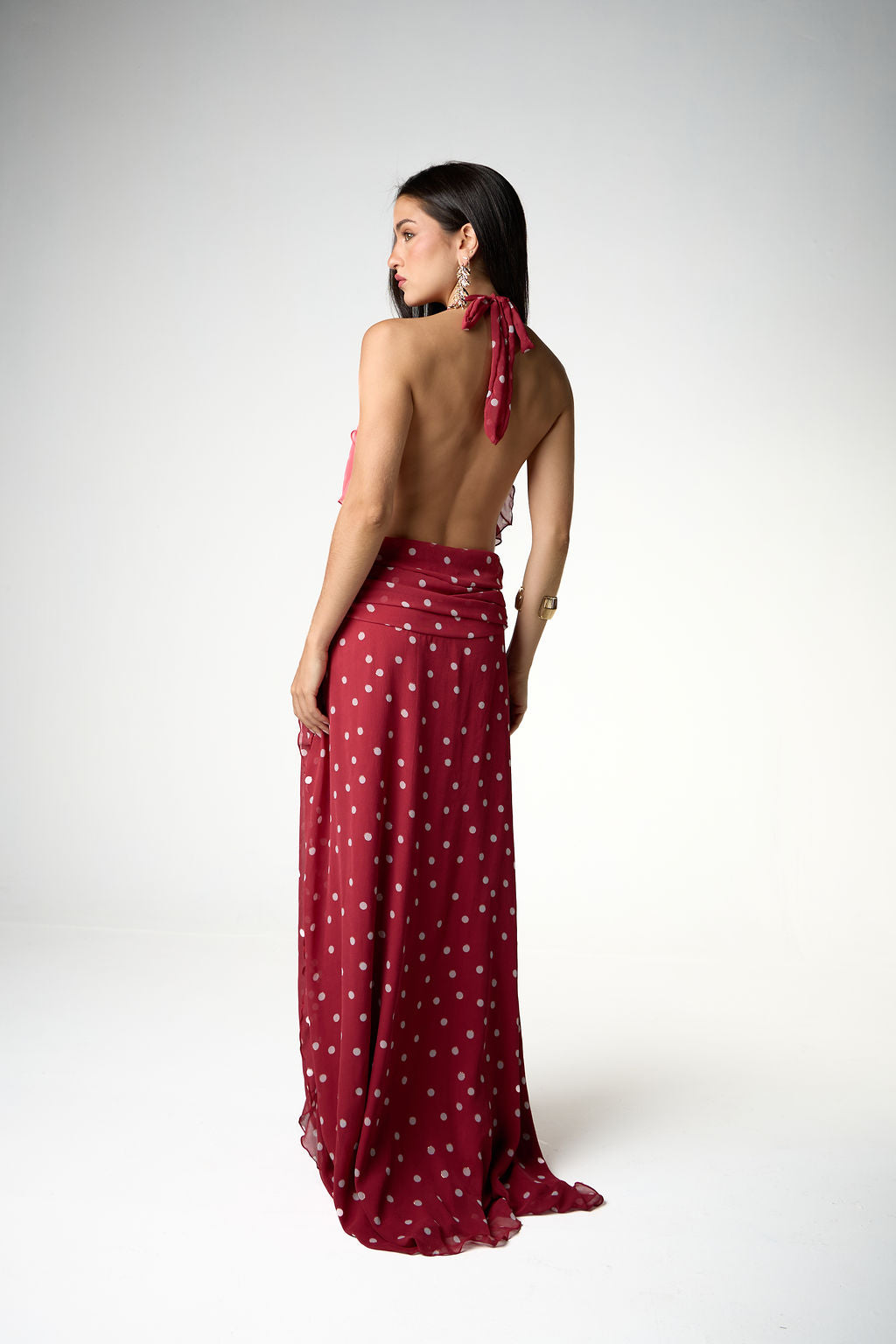 Vestido Longo Poá Vermelho