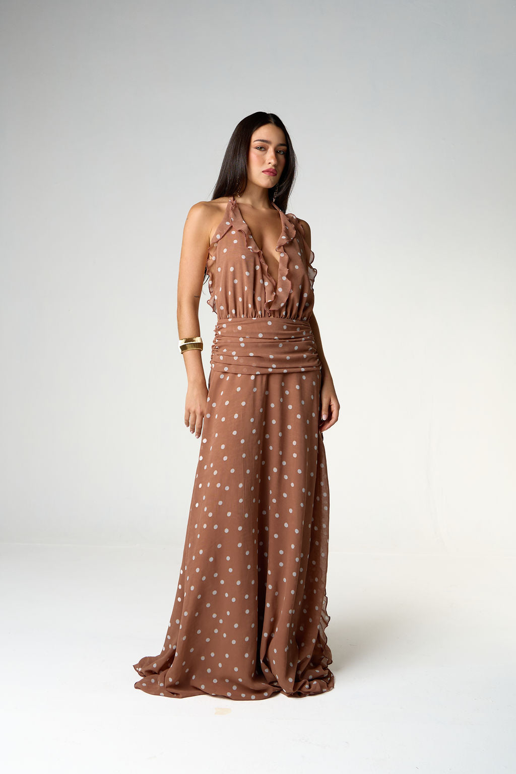 Vestido Longo Poá Blush
