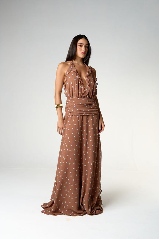 Vestido Longo Poá Blush