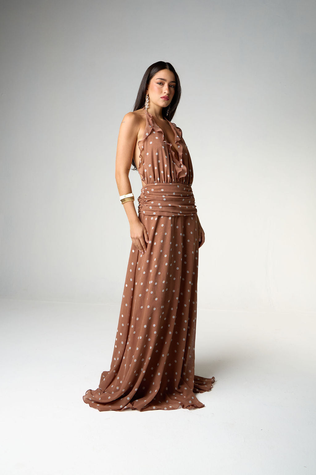 Vestido Longo Poá Blush