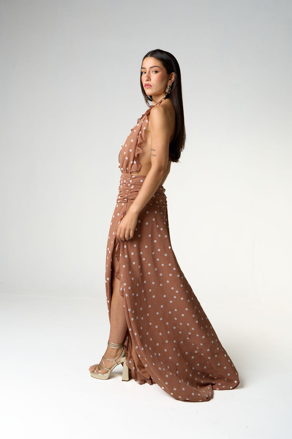 Vestido Longo Poá Blush