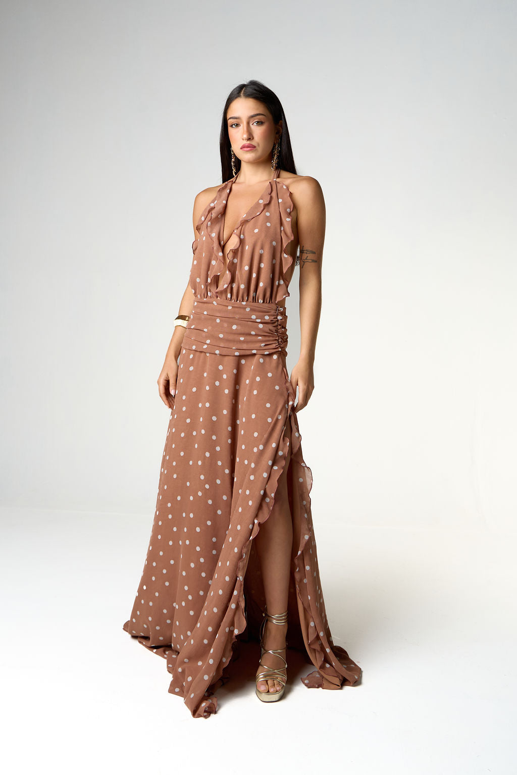 Vestido Longo Poá Blush