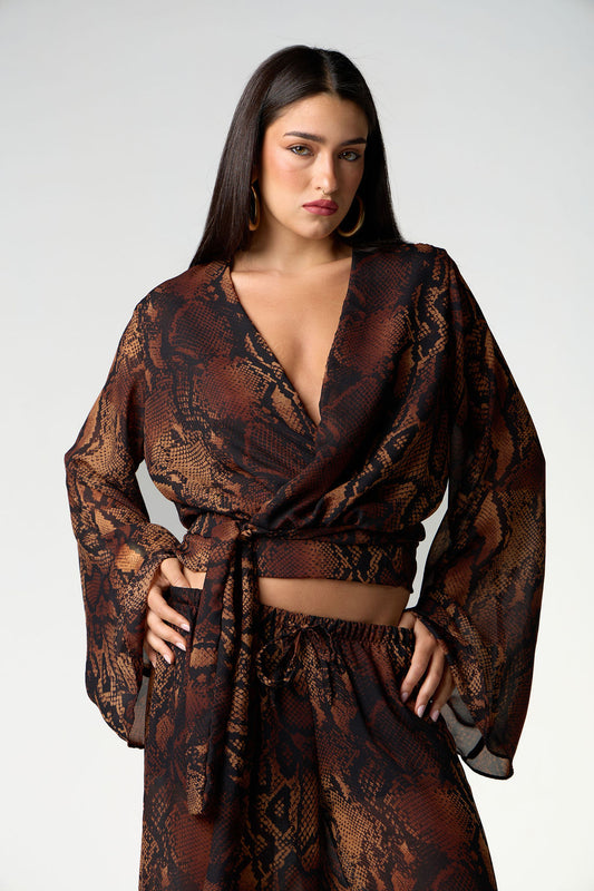 Blusa Transpassada Snake