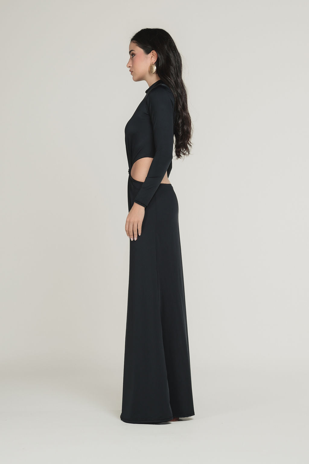 Vestido Longo Torcido Malha Preto