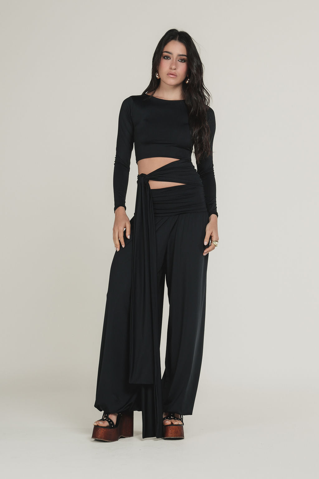 Blusa Manga Longa Malha Preto