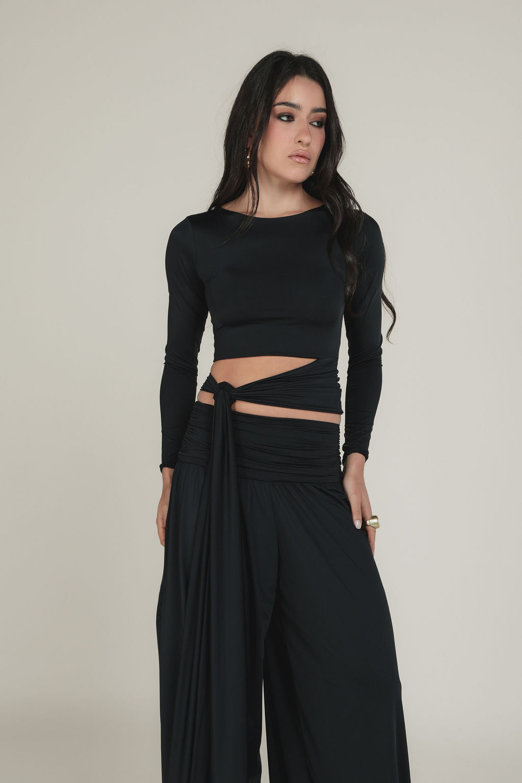 Blusa Manga Longa Malha Preto