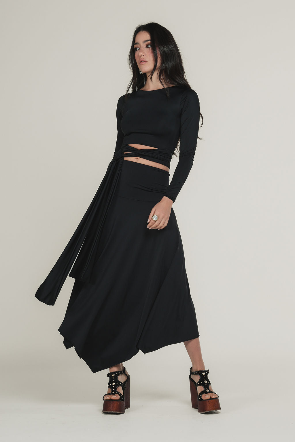 Blusa Manga Longa Malha Preto