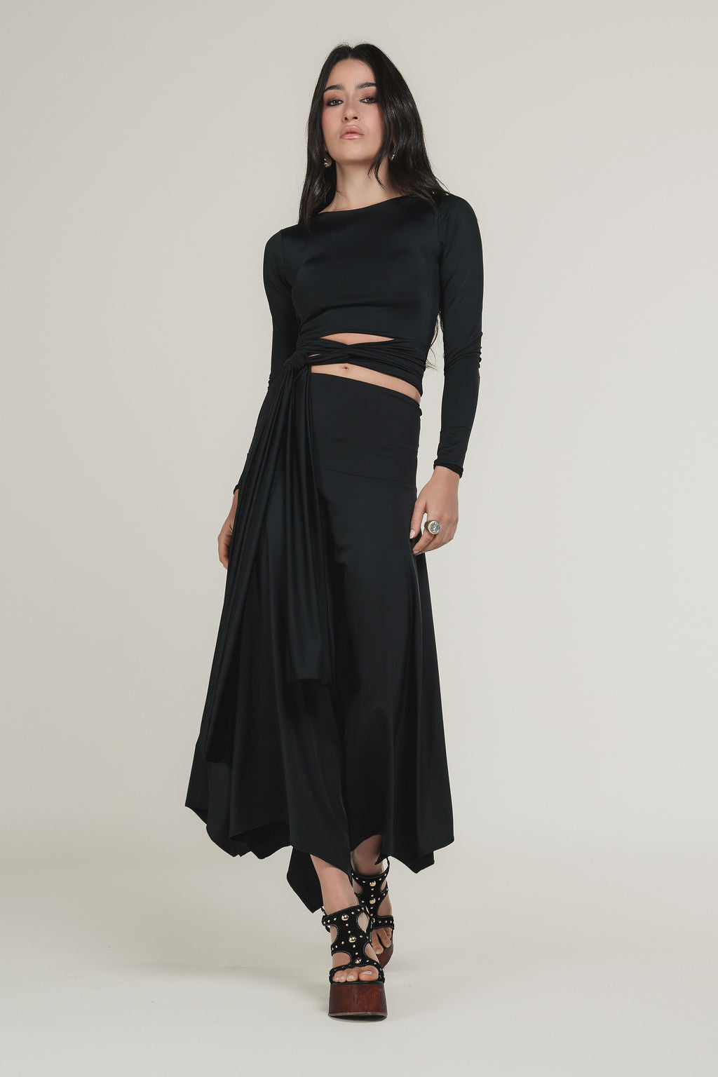 Blusa Manga Longa Malha Preto