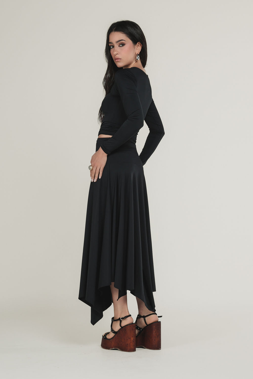 Blusa Manga Longa Malha Preto