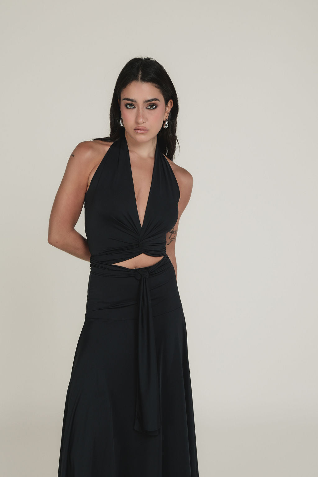 Saia Pontas Malha Preto
