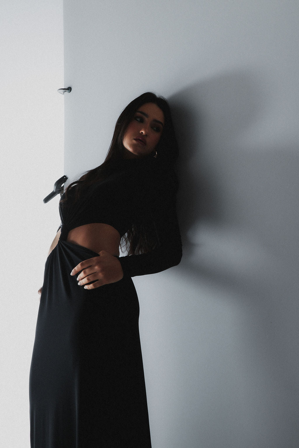 Vestido Longo Torcido Malha Preto